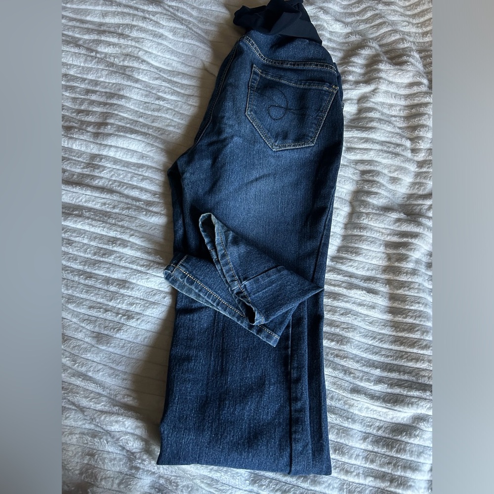 2 pairs of maternity jeans and 1 pair of maternity jean shorts.